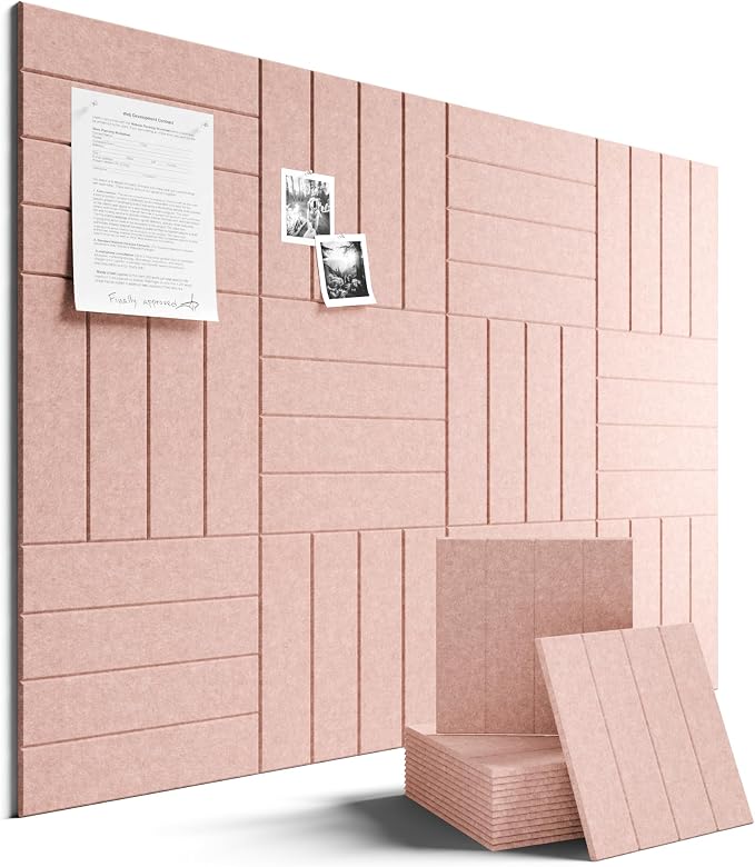 Fluxynara Felt Bulletin Board & Cork Board Alternative, Pink | 48" x 36" Pin board, Removable Adhesive Tabs, Easy Install Without Wall Damage, For Home Office Decor by FLUXYNARA