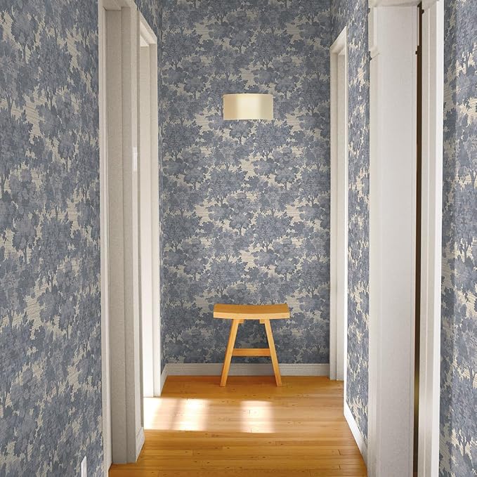 Tempaper Textured Blue Canopy Toile Faux Grasscloth Removable Peel and Stick Wallpaper, 20.5 in X 16.5 ft, Made in The USA - Image 8
