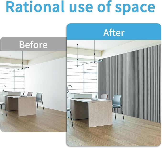 Art3d Fine Bar Slim Slat Wall Panel, 104 x 12 Inch, 4-Pack, Weathered Teak | Lightweight, Wainscoting, Waterproof, Easy to Clean, Sturdy, Glue on, Elegant Style, for Bedroom, Office, Home Improvement - Image 8