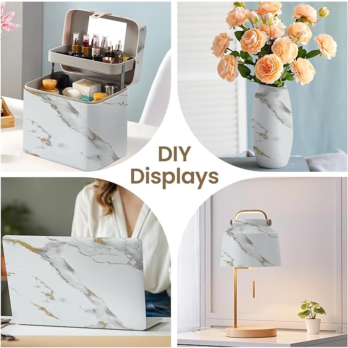 Marble Contact Paper Gold Peel and Stick Wallpaper for Kitchen Countertop | 17.7" x 78.7" Glossy White Granite Removable Wall Paper for Kitchen Countertop Cabinet Furniture - Image 6