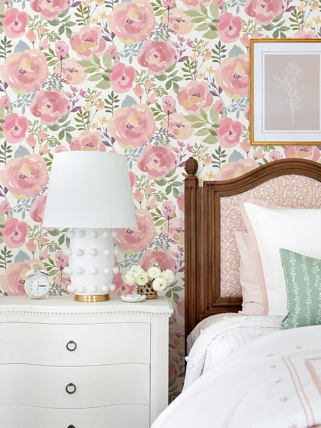 Orainege Floral Wallpaper Peel and Stick Wallpaper Peony Flowers | 16.9in x196.8in Floral Contact Paper Removable Self Adhesive Wall paper Decorative for Bedroom Living Room, Peachy - Image 8