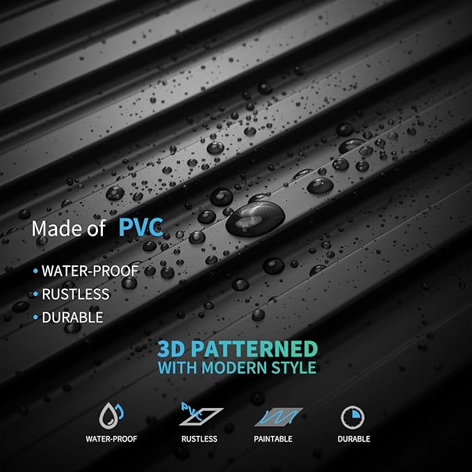 Art3d Fluted Slat 3D Wall Panels, Drop Ceiling Tiles, 6-Pack, Black | 24" x 48" , Lightweight, Break-Proof, Compatible with Grid System, Ideal for Home, Commercial Spaces - Image 6