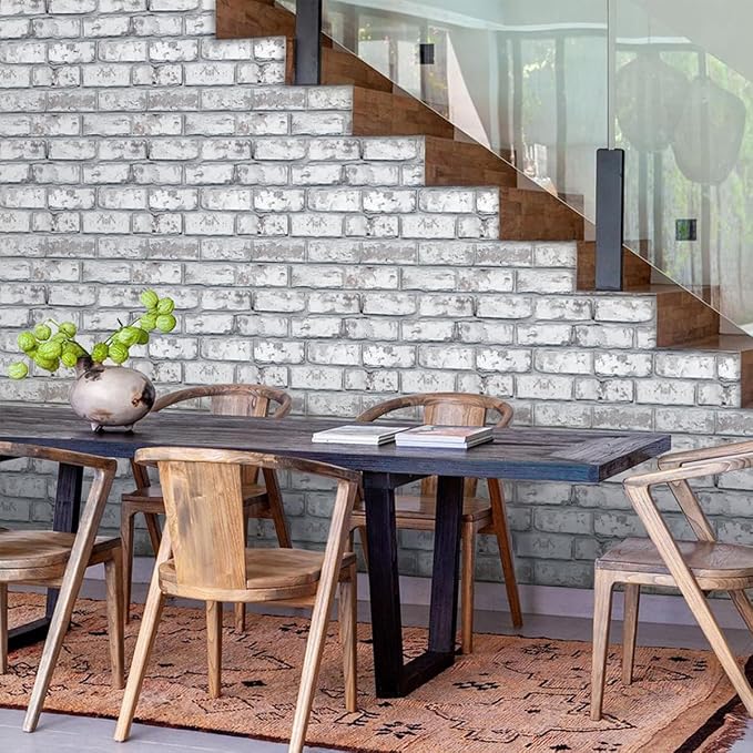 COMSTICKC 3D Peel and Stick Faux Brick Wall Panels for Quick DIY Wall Decor | Retro Gray White, 10 Pcs 11.8" x 11.8", Not Real Brick, Small Size Brick, Thin PVC Decorative Wall Sticker, Cover 9.7 sq ft - Image 7