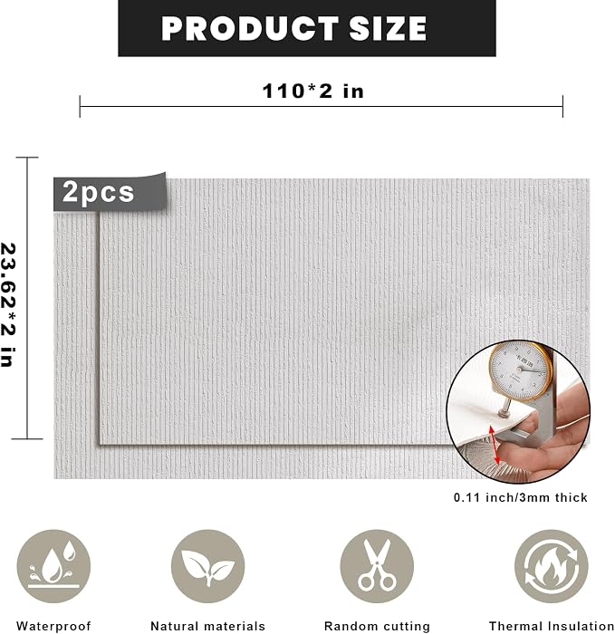 3D Wall Panels Peel and Stick – 2pc X 23.82"x110" PVC Faux Travertine Texture, Self Adhesive Waterproof Wall Covering, DIY Accent Wall, Sofa Background Backsplash & Modern Home Decor, Covers 36 sq.ft - Image 2