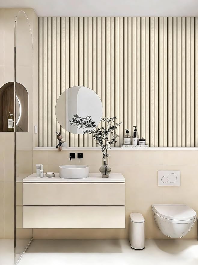 myforHD Wallpaper Peel and Stick Wood Grating Stripe Self-Adhesive Wallpaper Faux Wood Contact Paper Wood Slats Self Adhesive Wall Paper PVC Vinyl Film Removable Waterproof 17.3" x 118" - Image 7
