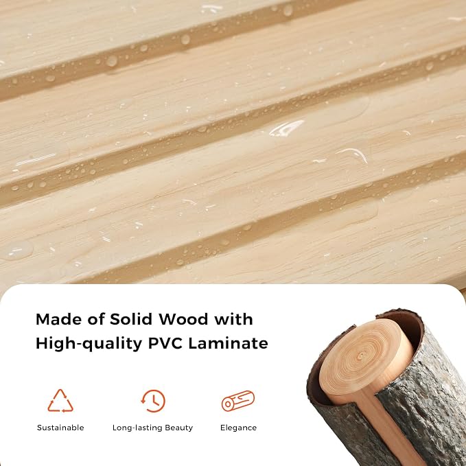 Slat Wall Panel 4-Pack, 108’’x5.7’’, Natural Wood | Real Wood Material, with 2Pcs End Trims, Wood Wall Panel for Interior Wall Decor, Bedroom, Living Room, TV Background - Image 2