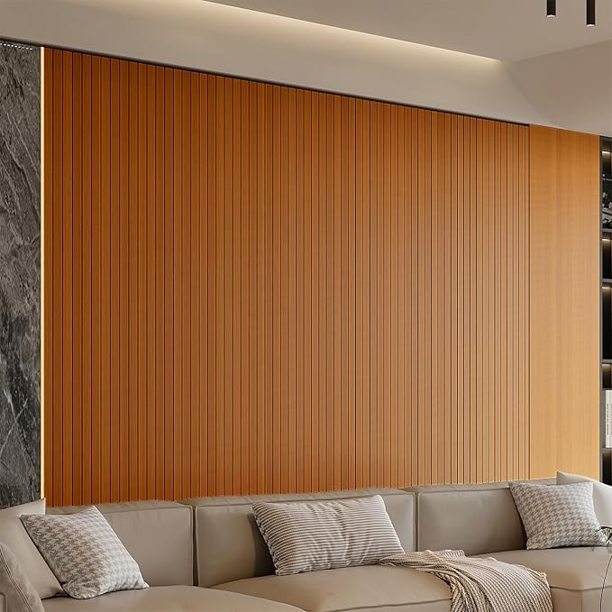 YU LI 3DH Peel and Stick PVC Slat Wall Panel 118"x15.75" Self-Adhesive Thick Faux Walnut Wood Grain Wallpaper Panel 3D Soundproof Wall Panels for Walls & Ceilings - Image 2