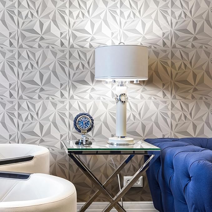 STICKGOO 3D Wall Panels Diamond, White, 19.7" x 19.7" | Accent Wall Panels for Interior Wall Decor, Living Room, Bedroom, TV Background, Lobby, Cover 32.4 Sq.Ft - Image 7