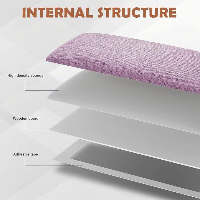 IFNOW Wall Mounted Headboard, Peel and Stick Panels, Dark Pink, Queen | 3D Soundproof Acoustic Padding, Reusable and Removable, Tufted fabric Bed Headboard, for bedroom (9 Panels, 10" x 24") - Image 5