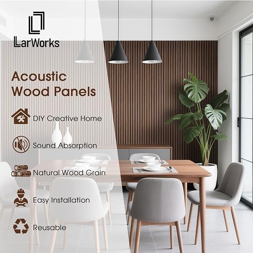 Acoustic Wood Slat Panels, Soundproof Wooden Wall Panels, 3D Fluted Panel for Interior Wall Decor, Living Room, Bedroom (Walnut, 106 * 25.2 inch) - Image 3