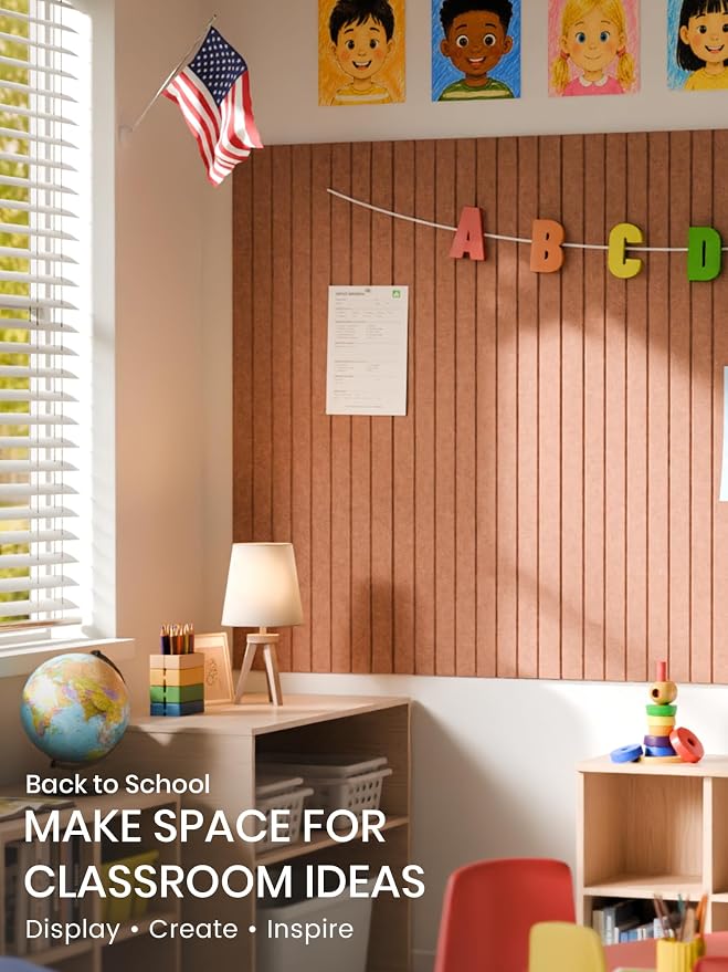 Bumusty 48"x 36" Large Felt Bulletin Board Tiles, Terracotta | 12-Pack Cork Board Alternative, Wall Decor, 30 Pushpins, 60 Adhesive Tabs, Vision Board, Office, Classroom, Home, Dorm - Image 5