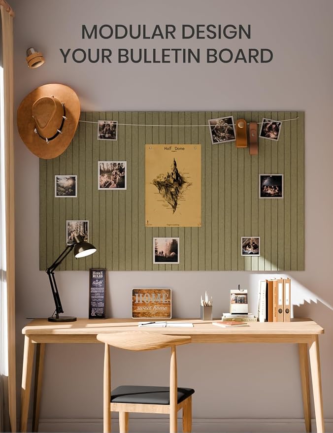 Fluxynara 36" x 24" Large Felt Bulletin Board, Olive Green | 6 Pack Cork Board Alternative with 30 Safe Adhesive Tabs, Pin Boards for Wall Decor, Home, Office, Classroom,Dorm - Image 6