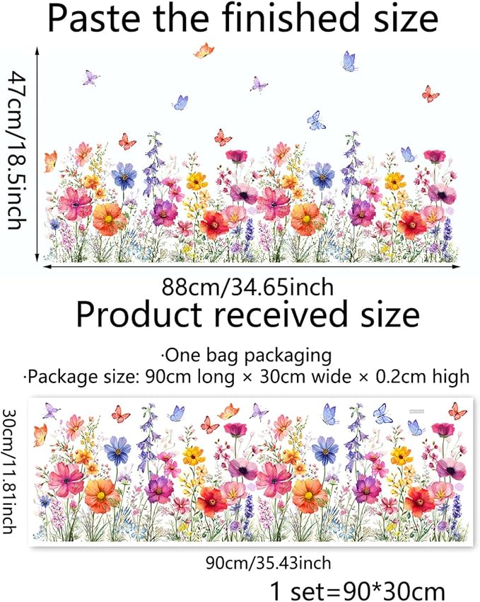 TUOKING Orange Flowers Wall Stickers Decor,Removable Butterfly Wall Murals | Peel and Stick Modern Wall Art Decal Home Decor for Kitchen,Bedroom,Living Room(MS3160) - Image 2