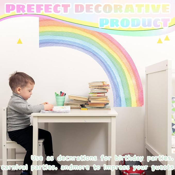 17.7×63 Inch Rainbow Wall Decal Watercolor Mural Rainbow Modern Vinyl Peel and Stick Sticker Removable for Classroom Living Room Bedroom Playroom Decor - Image 5