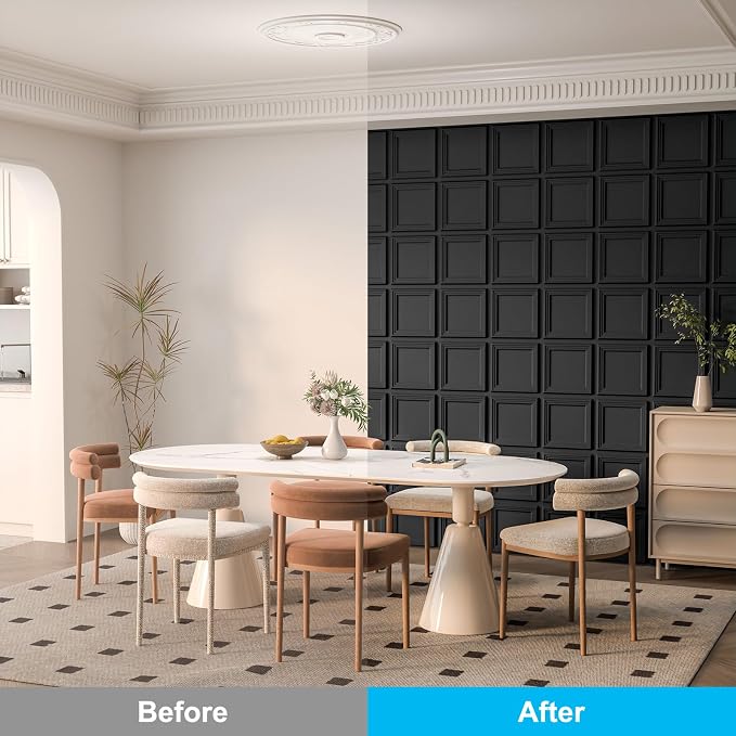 Art3d 33-Pack Accent 3D Textured Wall Panels, 11.8 x 11.8 in, Black | Wipe Clean, PVC, Water Repellent, Impact Proof, Scratch Resist, Great for Living Room, Bedroom, Gaming Room, Office - Image 3