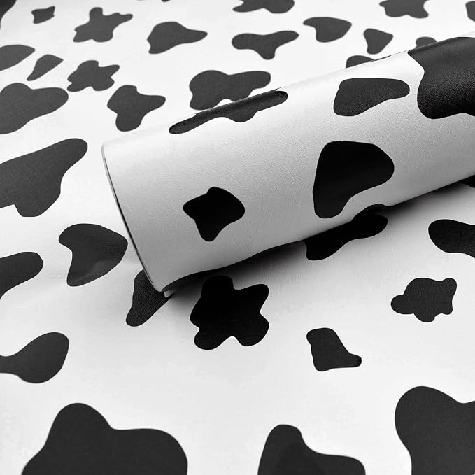 Black and White Spots Contact Paper Cow Printed Peel and Stick Wallpaper Self-Adhesive Cute Removable Wall Paper Vinyl White Black Decals for Walls Bedroom Living Room Nurseryls 17.3”x80” by Qianglive