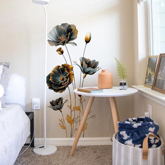 3D Wall Stickers Black Gold Floral Wall Art Decal Decor for Bedroom Living Room Offices Home Decoration - Image 6