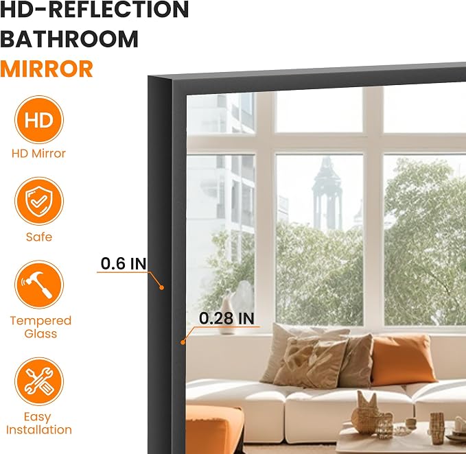 TRAHOME Full Length Floor Mirror 56"x15", Large Standing Body Mirror, Black - Image 3