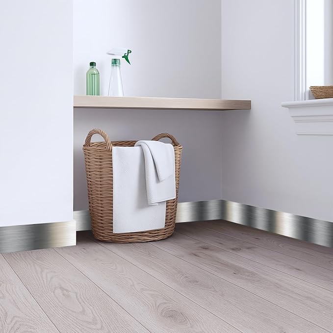 Metallic Stripe Wallpaper Border 196x4 Inch Peel and Stick Wall Border Silver Grey Brushed Metal Pattern Removable Vinyl Wall Trim for Kitchen Bathroom Living Room Office Decor - Image 4