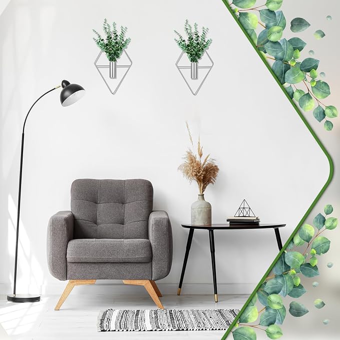 Canlierr 4 Pcs Wall Decor Hanging Planters, Eucalyptus, Silver - Image 4