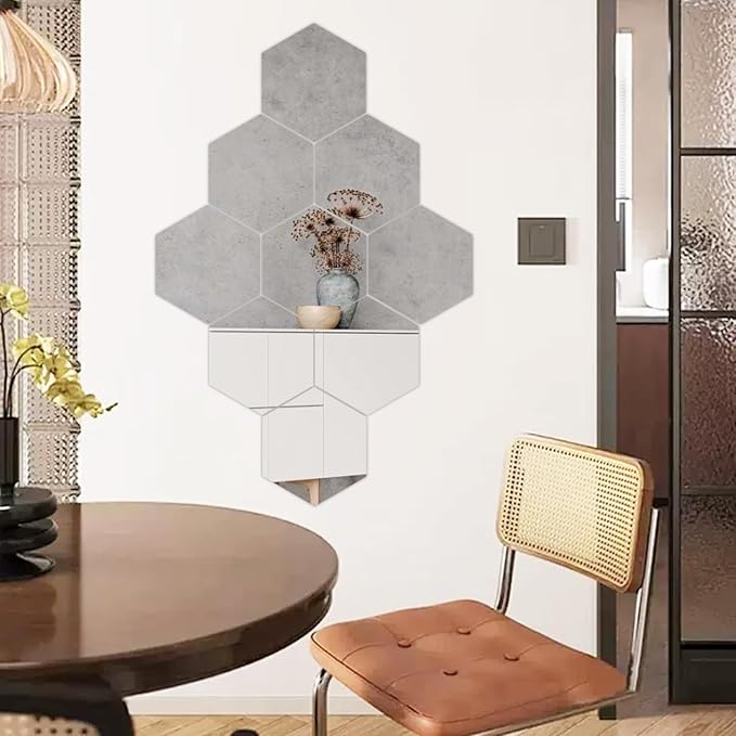 Abyssaly 4 Pack Acrylic Mirror Tiles, 3D Hexagon Peel and Stick Mirrors - Image 9