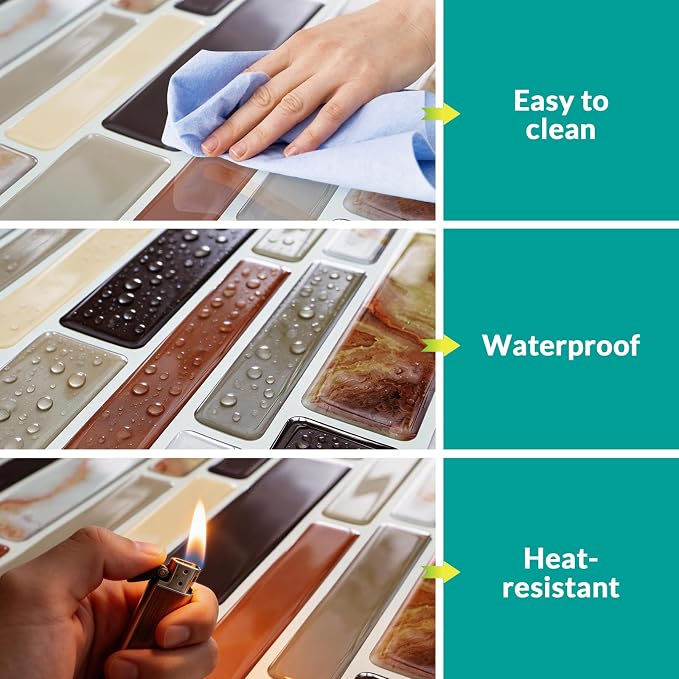 Joysticky 10-Sheet Peel and Stick Backsplash, 12" * 12" Crystal Texture Stick on Tiles Backsplash for Kitchen & Bathroom, Thicker Design Peel and Stick Wall Tiles (Coffee Gold) - Image 5