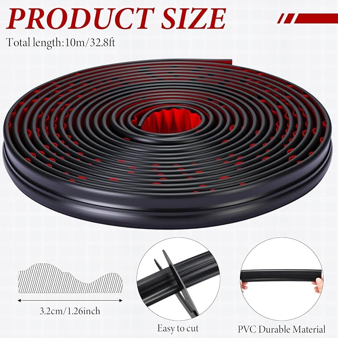 32.8ft x 1.25 Inch Flexible Peel and Stick Molding Trim for Wall, Baseboard, Backsplash, Tile Edge, Chair Rail, Mirror-self Adhesive Moulding Trim for Bathroom Wall Door Floor Window, Black - Image 2