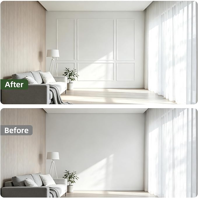 Peel and Stick Wall Molding Kit, Wainscoting Panels 24 PCS | 6 frame premade panels, self adhesive wall trim, paintable molding, accent wall decor for living room bedroom hallway - Image 4
