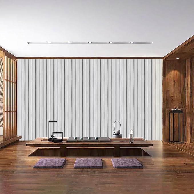 White Wood Slat Wallpaper - Peel & Stick Self-Adhesive (35.4" x 120"), Wood Effect Contact Paper for Walls, Removable DIY Wall Covering for Bedroom, Living Room & Accent Walls - Image 6