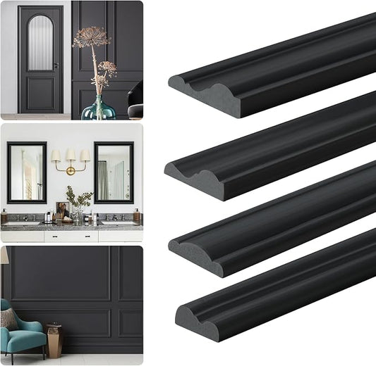 Flexible Chair Rail Panel Molding Finish Trim ，10FT*1.6IN Peel and Stick Black Self-Adhesive DIY Wall Molding Trim for Frame,Home Decoration & Wall Protection by MoreconvenientMoldingtrim