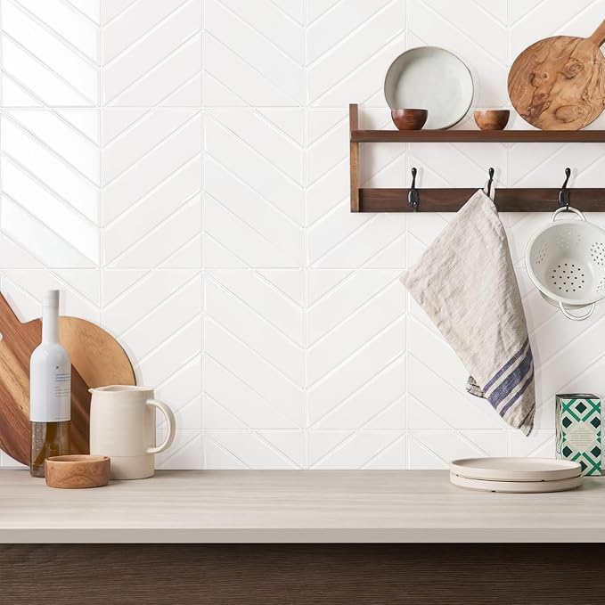 STICKGOO Herringbone Peel and Stick Backsplash, Pure White, 10 Sheets | 12.6 x 9.7 in, Thicker Rectangular Vinyl Stick-On Wall Tiles, Easy Alignment, Waterproof, Easy to Clean, Kitchen/Bathroom - Image 8