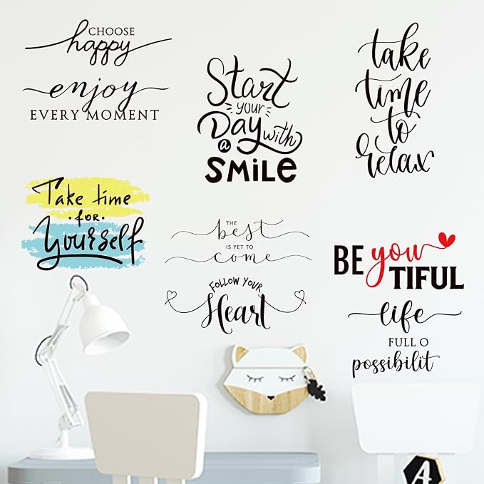 Ctosree 9 Pcs Vinyl Wall Stickers Inspirational Saying Wall Decals, Stylish | Motivational Saying Murals, Large Removable Quote Stickers, Positive Lettering Word Home Decal, for Office School Dorm - Image 7
