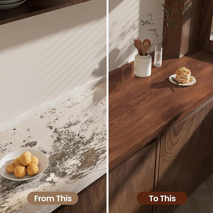 Wood Grain Contact Paper Peel and Stick Wallpaper for Cabinets Furniture | 17.7"x118" Brown Self-Adhesive Removable Vinyl Film Decor for Countertops Drawers Shelf Liner Home Furniture Renovation - Image 3