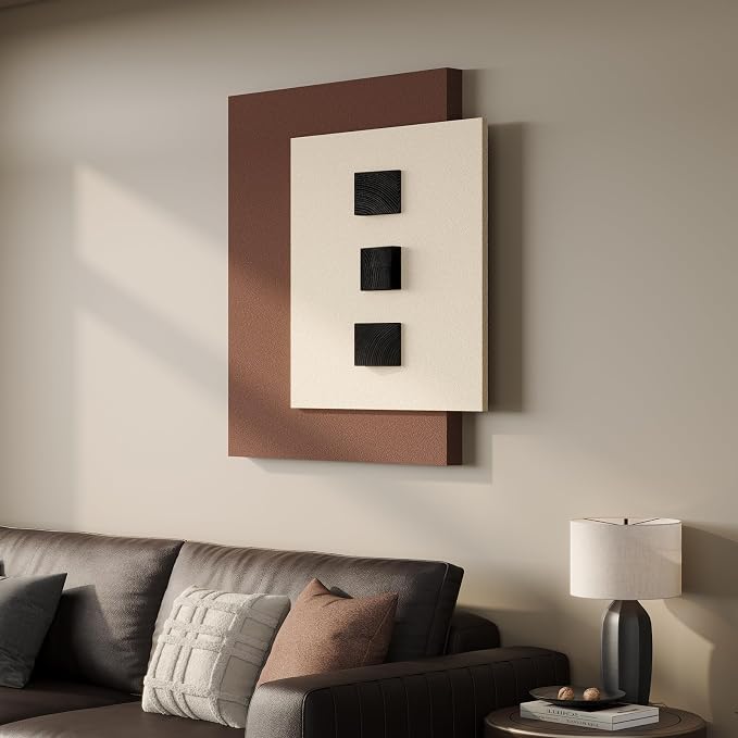 Cuspin Modern Minimalist 3D Wood Wall Art for Living Room, 28x36 In | Beige brown textured wall art, Artworks with wooden blocks, Bedroom dining room hallway office wall decor - Image 2