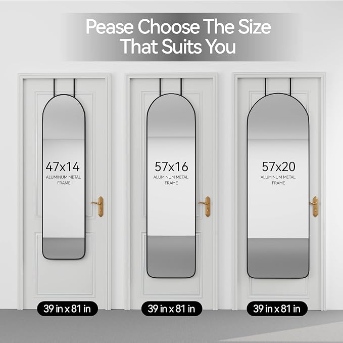 57x16" Full Length Mirror Floor Stand,Over the Door,Wall Mounted Black - Image 8