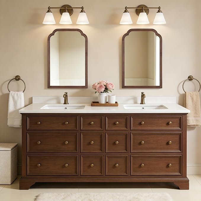 WallBeyond Wood Bathroom Mirrors for Wall Mounted, 20" x 30" Rustic Wood Frame Wall Mirrors Decorative for Living Room or Bedroom Vanity Mirror (Walnut) - Image 8