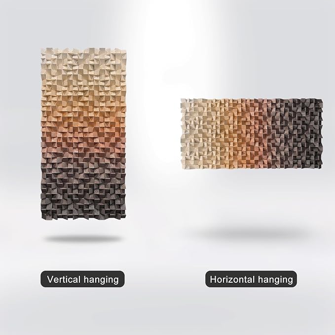 LIUZEYUE Large Textured Wood Wall Art Featuring Organic Cube Texture | textured wall art for hotel lobby; sand and dark brown, wood relief depth; hotel lobby neutral-tone backdrop; 35.4 x 70.9 in - Image 5
