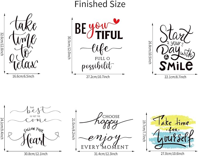 Ctosree 9 Pcs Vinyl Wall Stickers Inspirational Saying Wall Decals, Stylish | Motivational Saying Murals, Large Removable Quote Stickers, Positive Lettering Word Home Decal, for Office School Dorm - Image 2