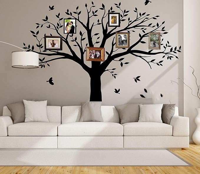 Family Tree Wall Decal - 'Family Like Branches On A Tree' Quote Lettering Wall Sticker for Bedroom Decoration (Black) - Image 2