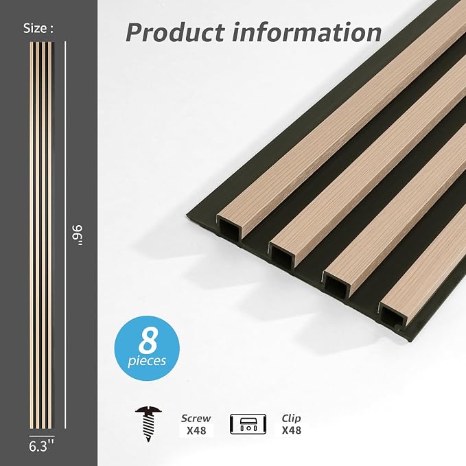 Art3d 96 x 6 Inch WPC 3D Fluted Wood Textured Slat Wall Panels, 8-Pack, Oak | Natural Wood Texture, Weather Resistant, Durable, Easy to Install, Eco-Friendly, Elegant Design, for Living Room, Bedroom - Image 7