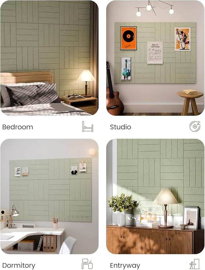 Fluxynara Felt Bulletin Board & Cork Board Alternative, Sage | 48" x 36" Pin board, Removable Adhesive Tabs, Easy Install Without Wall Damage, For Home Office Decor - Image 6