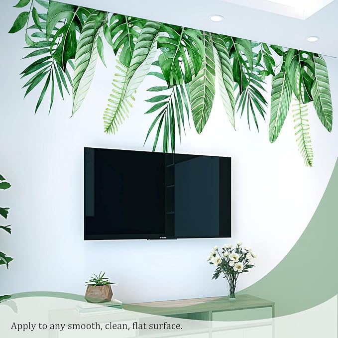 Hanging Plants Leaves Wall Decals Peel and Stick, Large Floral Flowers Wall Stickers, Removable Vine Home Decor Art for Bedroom Living Room Classroom Office - Image 5