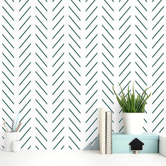 Orainege Green Peel and Stick Wallpaper Herringbone Contact Paper | 17.7 in x 196.8 in Modern Geometric Removable Wallpaper Peel and Stick Green and White Chevron Decorative Self Adhesive by Orainege