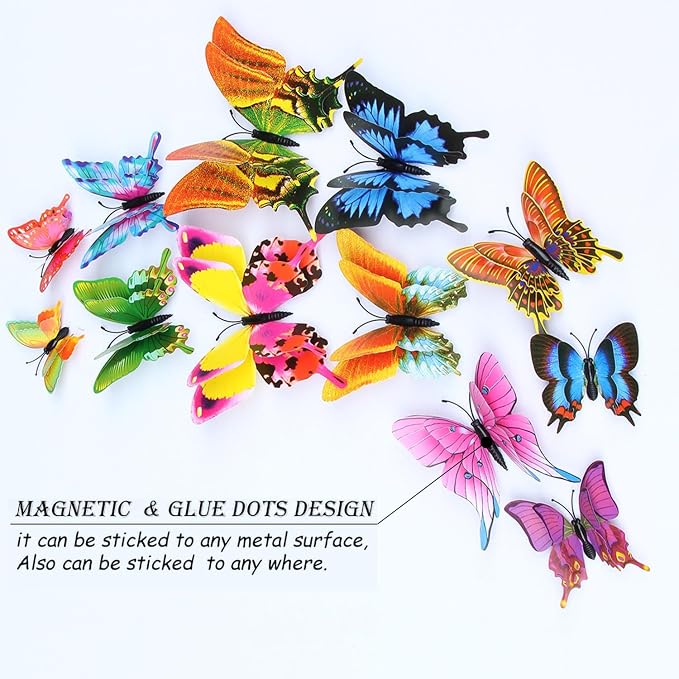 OPSEAM 3D Butterfly Wall Decor Butterfly Decorations Stickers with Magnets | 48 PCS Swallow,12 Styles Double Layer Butterfly for Classroom Decoration,Locker Refrigerator, Reusable,Waterproof - Image 3