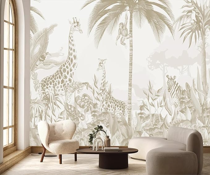 PYFFYP-Safari Jungle Peel and Stick Tropical Wallpaper murals for Nursery - Image 2