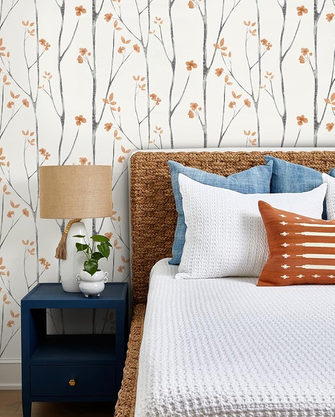 Timeet Peel and Stick Wallpaper Boho Floral Wallpaper Tree ContactPaper Removable Wall Paper 16.14"x118.11" Self Adhesive Wall Paper for Walls Covering Vinyl Roll - Image 6