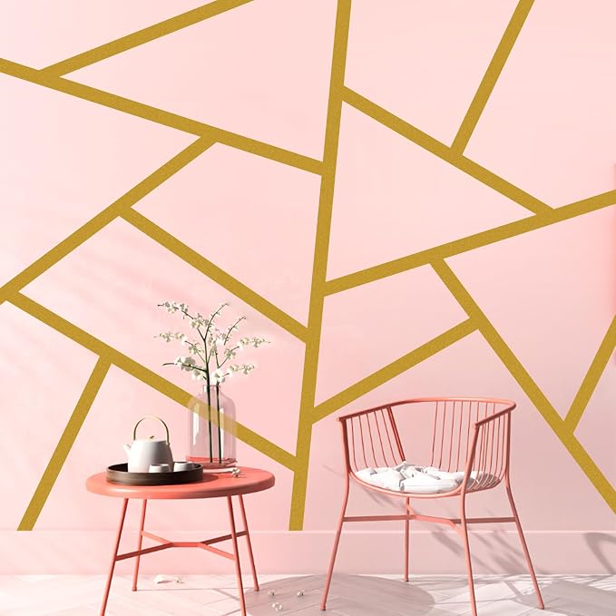 Striped Wall Decals Geometric Line Wall Sticker Golden Decal Peel and Stick | Modern striped wall decor, minimalist line art wallpaper, removable vinyl art mural, self adhesive, for living room bedroom - Image 7