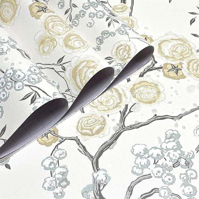 Orainege Peel and Stick Wallpaper Vintage Floral Contact Paper | 17.7in x 196.8in Beige Floral Wallpaper Self Adhesive Removable Wall paper for Bathroom Living Room Decor - Image 7
