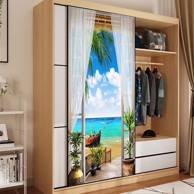 artfanke 3D Door Sticker Peel and Stick 30.3"x78.7" - Seascape Self-Adhesive Door Decal Wall Murals Wallpaper Waterproof for Home Bedroom Decor (2 Sheets/Set) - Image 7