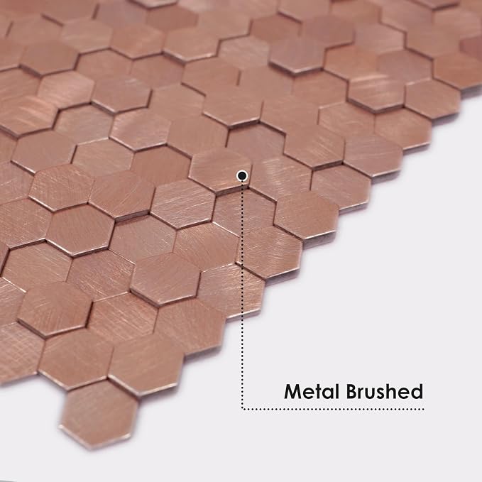 STICKGOO Peel and Stick Backsplash Tiles, Stick on Mosaic Self Adhesive Tiles, 3D Hexagon Backsplash for Kitchen Bathroom Fireplace Vanity (8PCS, Rose Gold) - Image 5